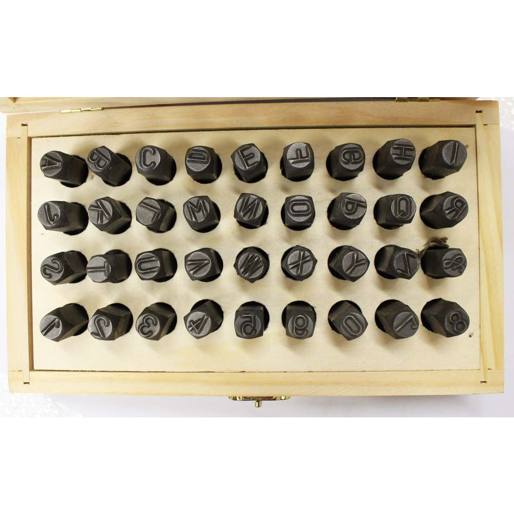 Number & Capital Letter Punch Set In Wooden Case 36 Pc (8mm 5/16") - TZ01-79099 - ToolUSA