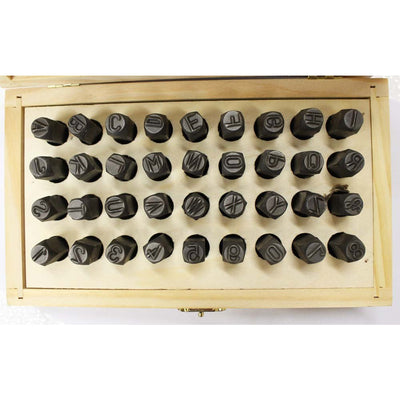 Number & Capital Letter Punch Set In Wooden Case 36 Pc (8mm 5/16") - TZ01-79099 - ToolUSA