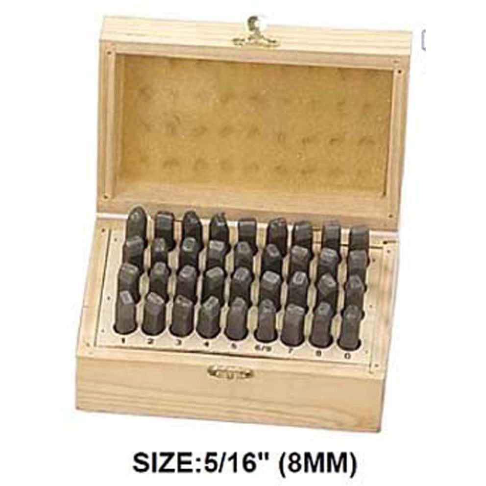 Number & Capital Letter Punch Set In Wooden Case 36 Pc (8mm 5/16") - TZ01-79099 - ToolUSA
