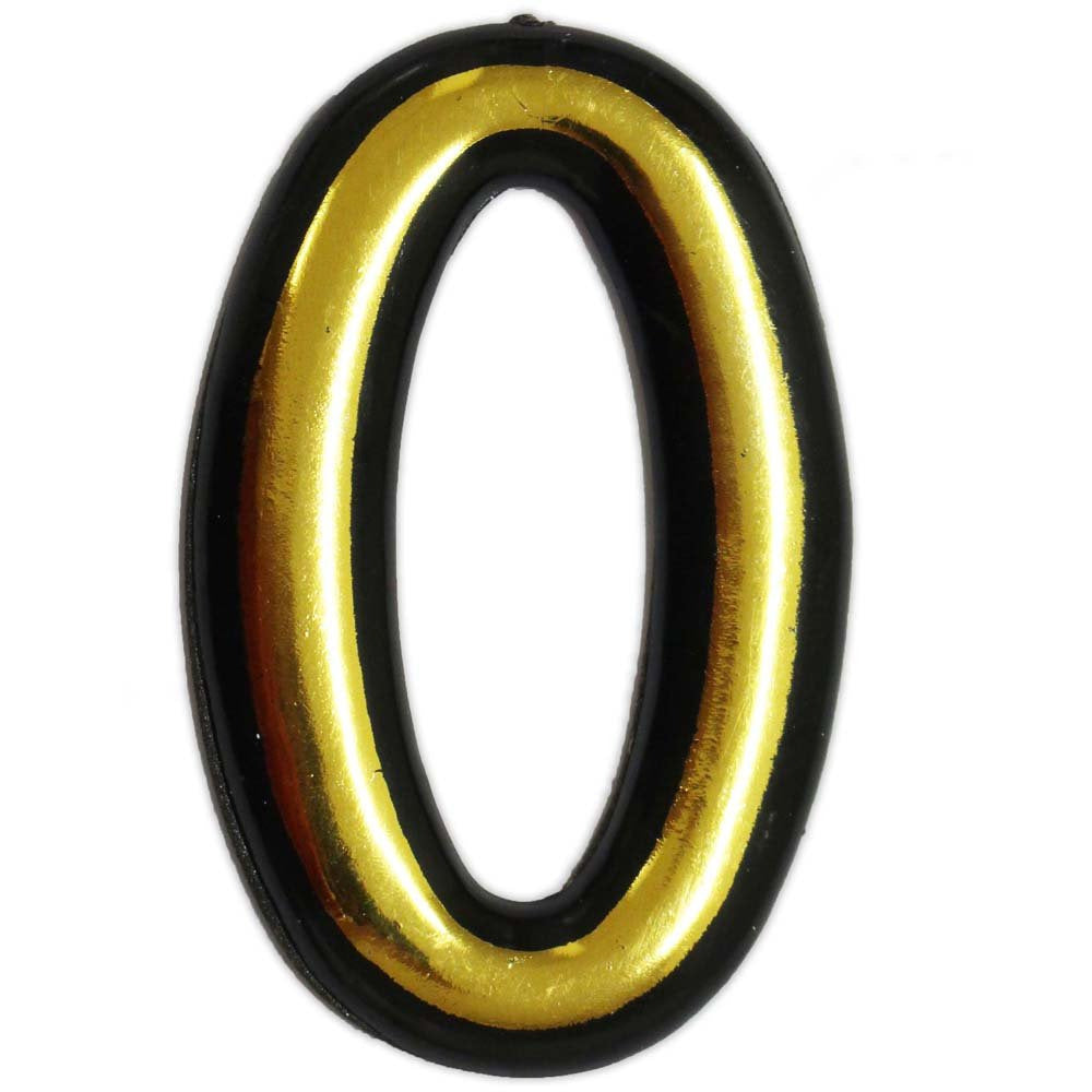 Numeral 0 Sign - 4 Inch Gold-Painted, Self Adhesive Plastic | For Home, Office - CR-28817 - ToolUSA