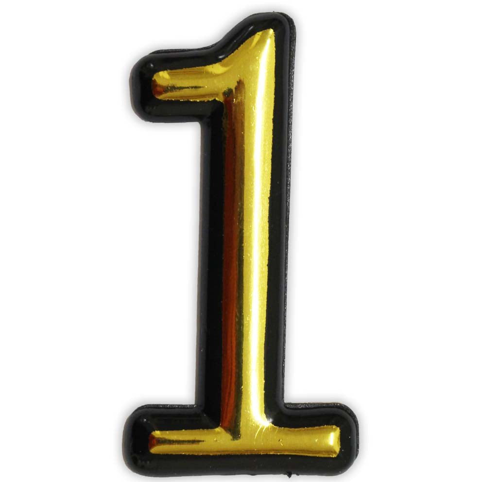 Numeral 1 Sign - 4 Inch Gold-Painted, Self Adhesive Plastic | For Home, Office - CR-28819 - ToolUSA