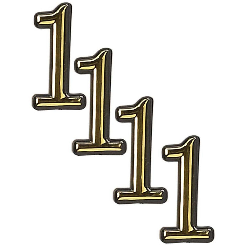 Numeral 1 Sign - 4 Inch Gold-Painted, Self Adhesive Plastic | For Home, Office - CR-28819 - ToolUSA