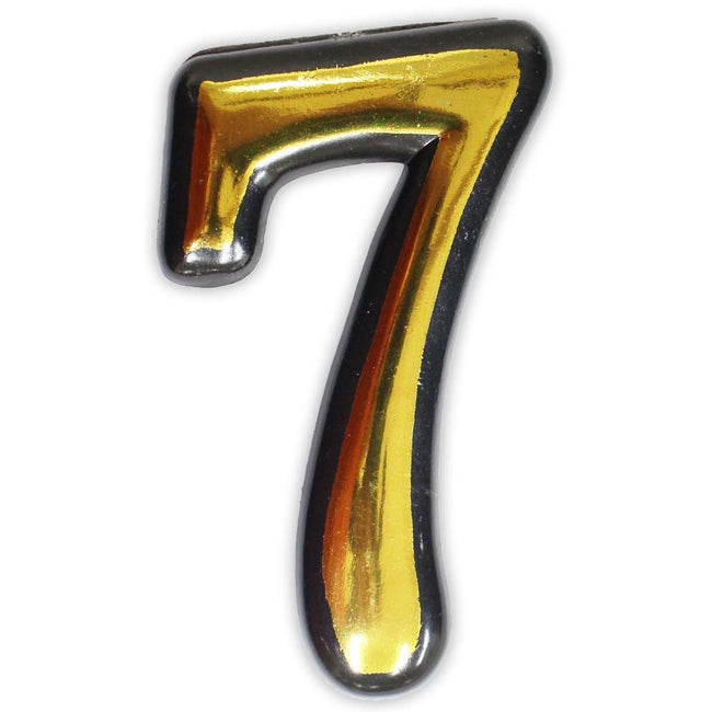 Numeral 7 Sign - 4 Inch Gold-Painted, Self Adhesive Plastic | For Home, Office - CR-28831 - ToolUSA