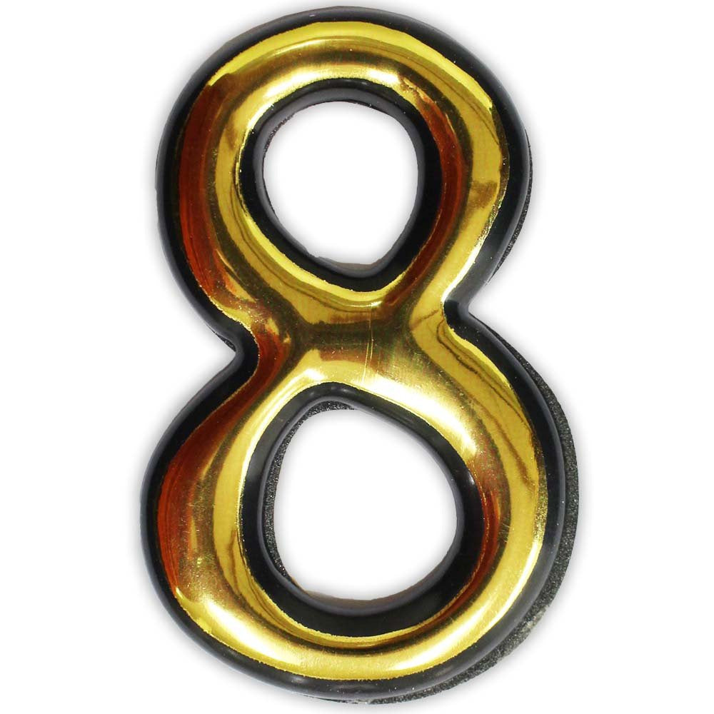 Numeral 8 Sign - 4 Inch Gold-Painted, Self Adhesive Plastic | For Home ...