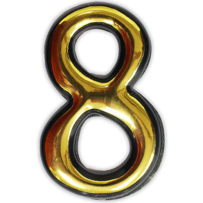Numeral 8 Sign - 4 Inch Gold-Painted, Self Adhesive Plastic | For Home, Office - CR-28833 - ToolUSA
