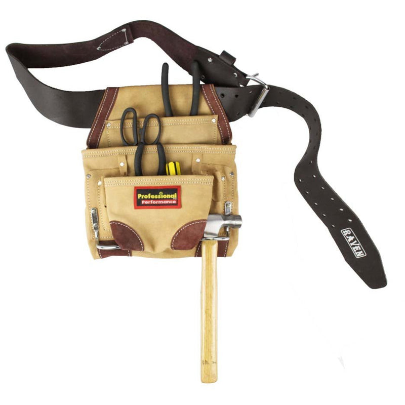 Oil Tanned Split Leather Tool Belt - BELT-2558-BK - ToolUSA