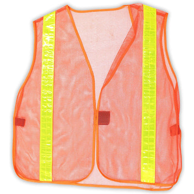Orange Mesh Safety Vest with Yellow Reflective Strips - ToolUSA
