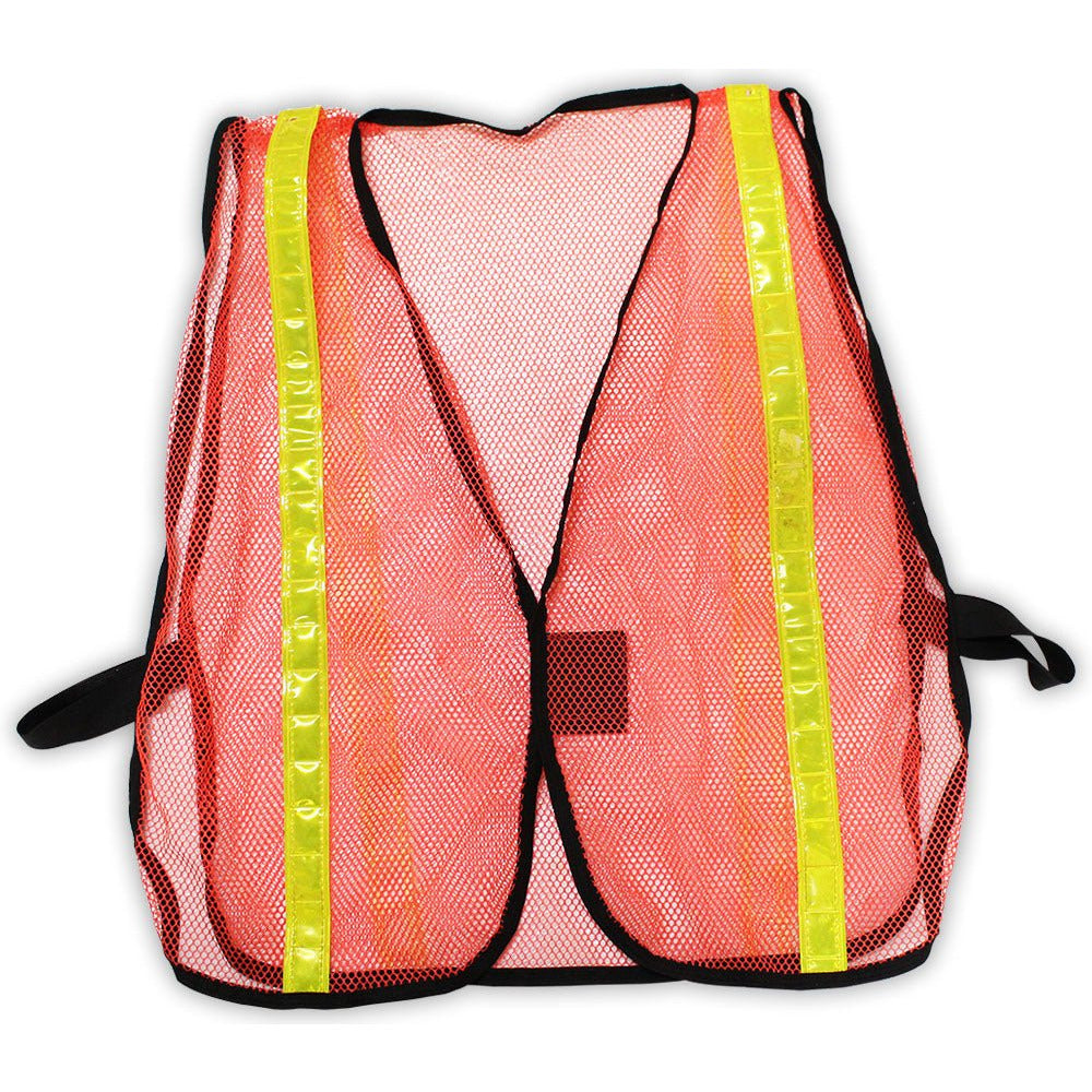 Orange Mesh Safety Vest with Yellow Reflective Strips - ToolUSA