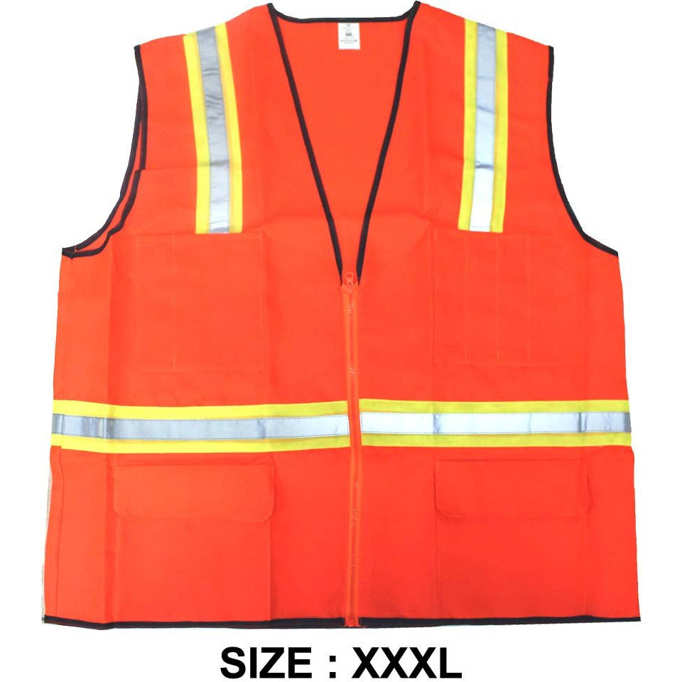Orange Safety Vest with Reflective Strips - ToolUSA