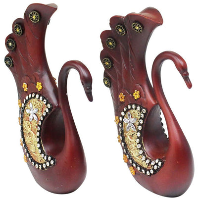 Ornate Swans Statue - Cherry Wood Color & Rhinestones - 209-1525-YX - ToolUSA