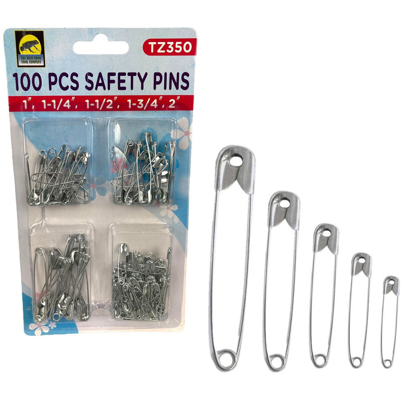 Package of 100 Pieces Assorted Size Safety Pins - CR-10350 - ToolUSA