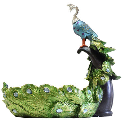 Peacock Statuette Posed on a Tree Stump - 207-1365-YX - ToolUSA