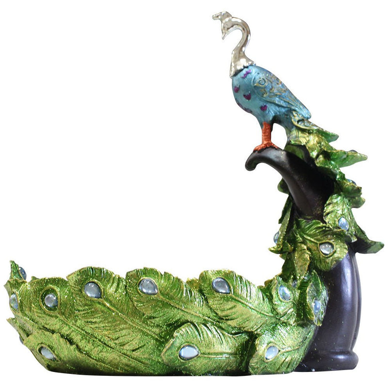 Peacock Statuette Posed on a Tree Stump - 207-1365-YX - ToolUSA