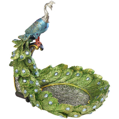 Peacock Statuette Posed on a Tree Stump - 207-1365-YX - ToolUSA