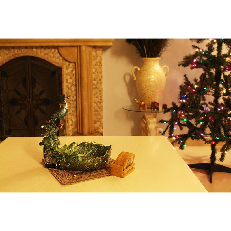 Peacock Statuette Posed on a Tree Stump - 207-1365-YX - ToolUSA