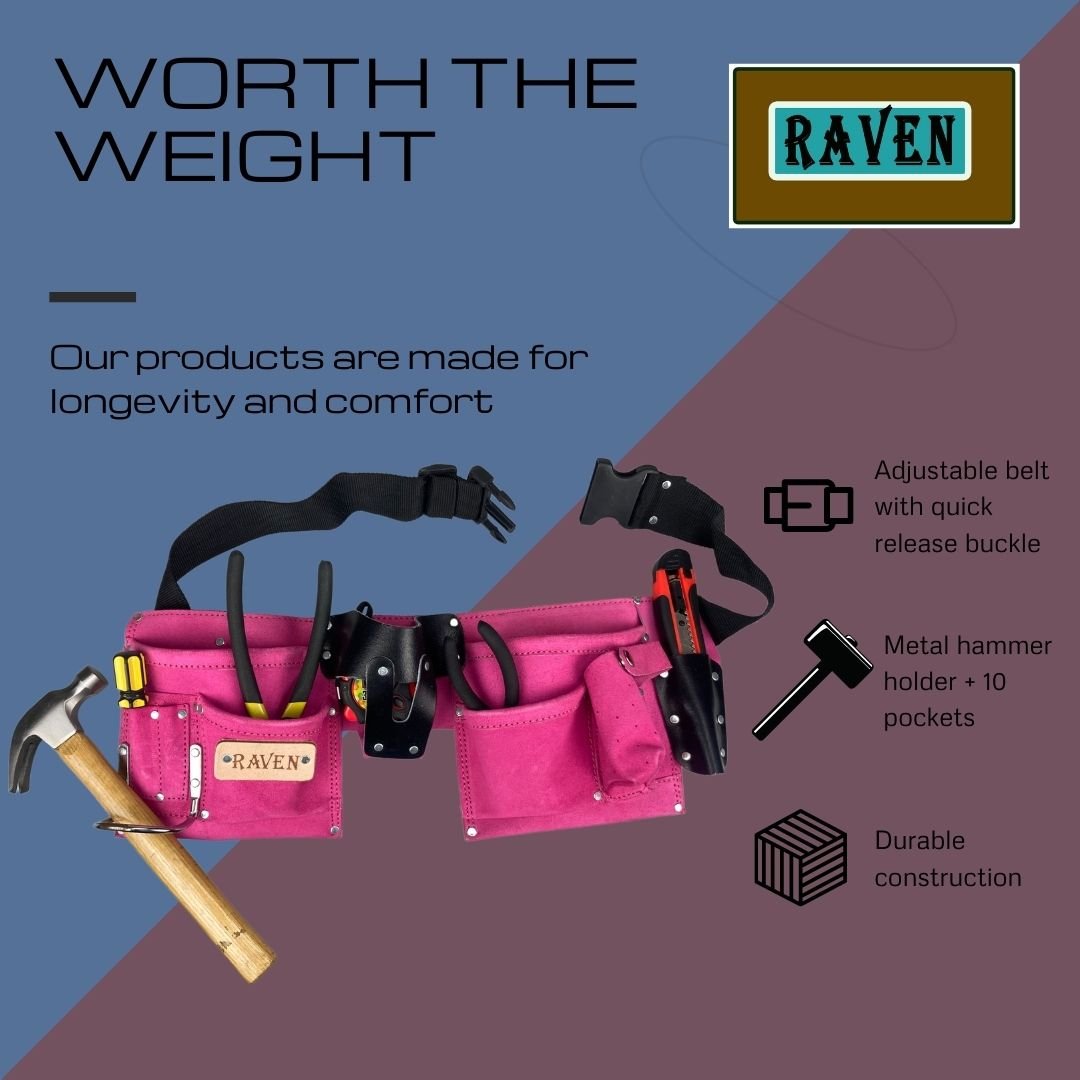 Pink Suede Double Tool Pouches with Nylon Belt - AS2103S-PNK – ToolUSA