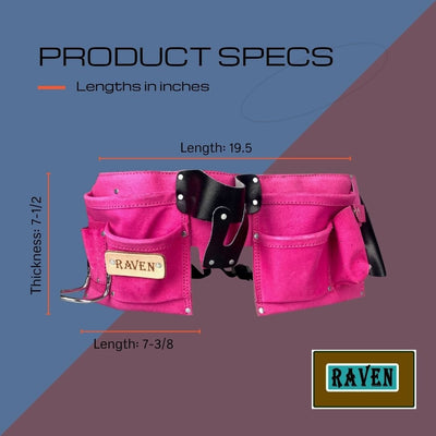 Pink Suede Double Tool Pouches with Nylon Belt - AS2103S-PNK - ToolUSA