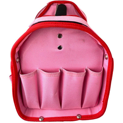 Pink Tool Carry-All with Multiple Pockets and Metal Handle - AB73-13W-PNK - ToolUSA