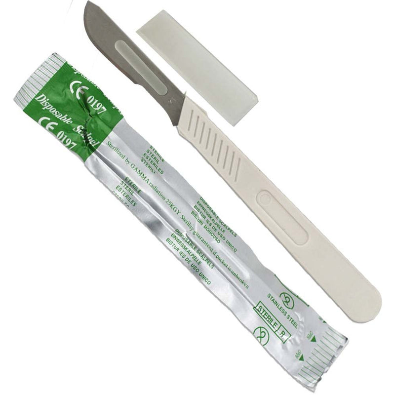 Plastic Disposable Scalpel with a Stainless Steel Blade and Protective Cap (Pack of: 10) - PL-06121-Z10 - ToolUSA