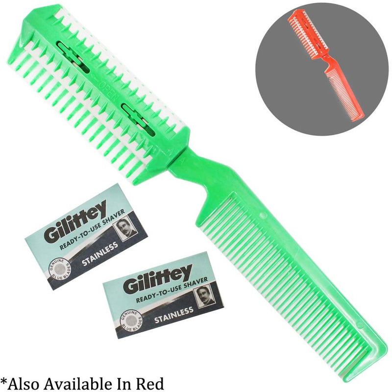 Plastic & Stainless Steel Pet Grooming Comb with Bult-In Razor Blade, 7.75 Inch - B2202-YX - ToolUSA