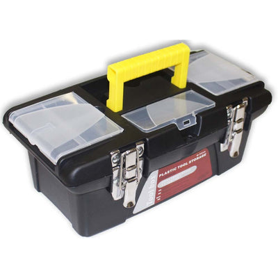 Plastic Tool Box, 13 X 6 X 5 Inches With Inside Tray And Metal Riveted Latches (Pack of: 1) - MJ20104 - ToolUSA