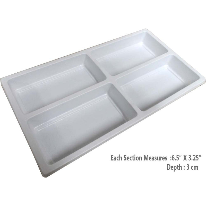 Plastic White Tray Insert with 4 Sections (Pack of: 2) - TJ-91185-Z02 - ToolUSA