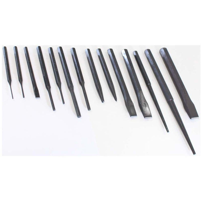 Professional Style Carbon Steel Punch And Chisel Set, 14 Piece Heavy Duty Set - TZ-07714 - ToolUSA