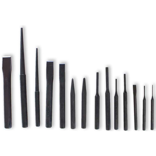 Professional Style Carbon Steel Punch And Chisel Set, 14 Piece Heavy Duty Set - TZ-07714 - ToolUSA
