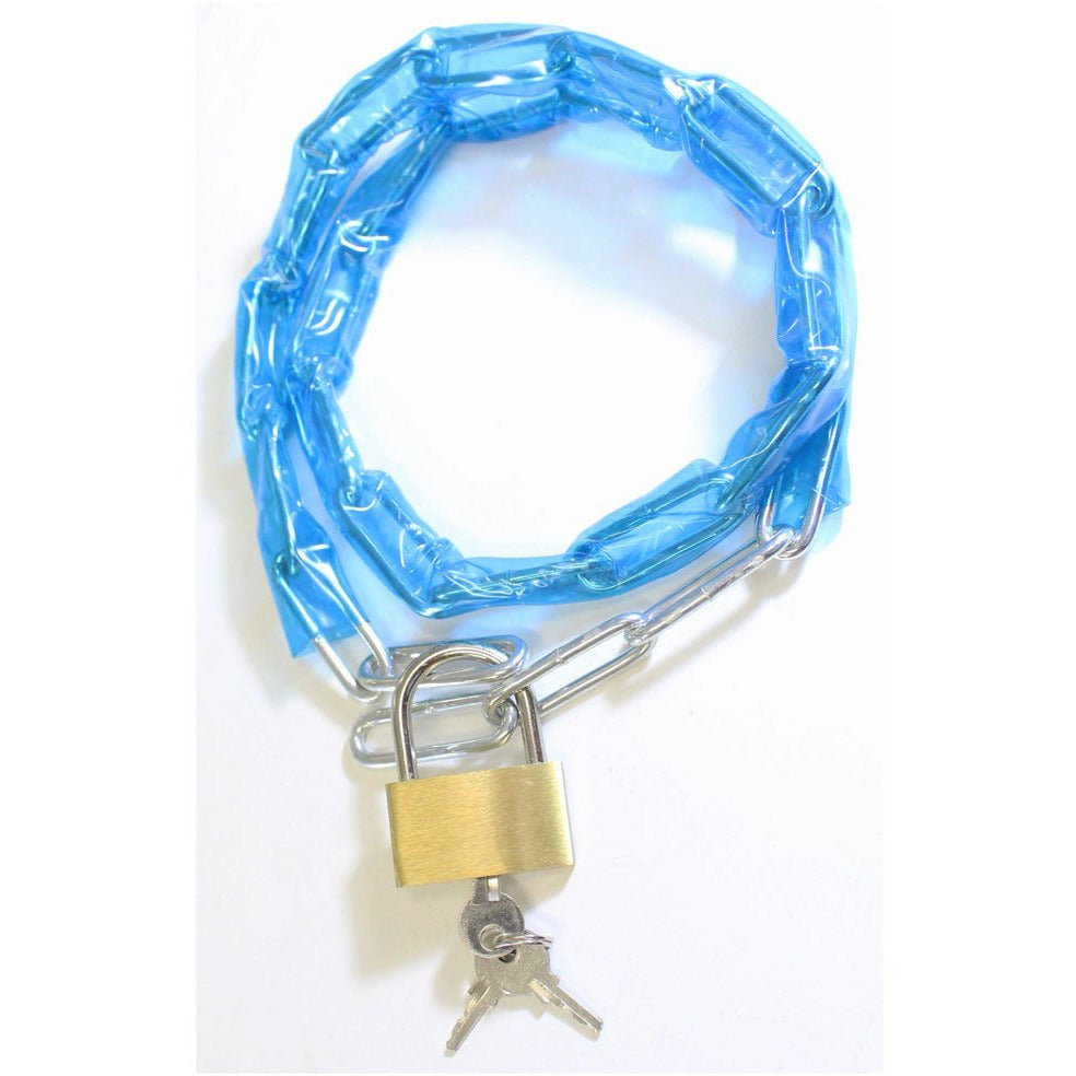 PVC Plastic Covered 36 Inch Chain With Brass Padlock - LOCK-97801 - ToolUSA