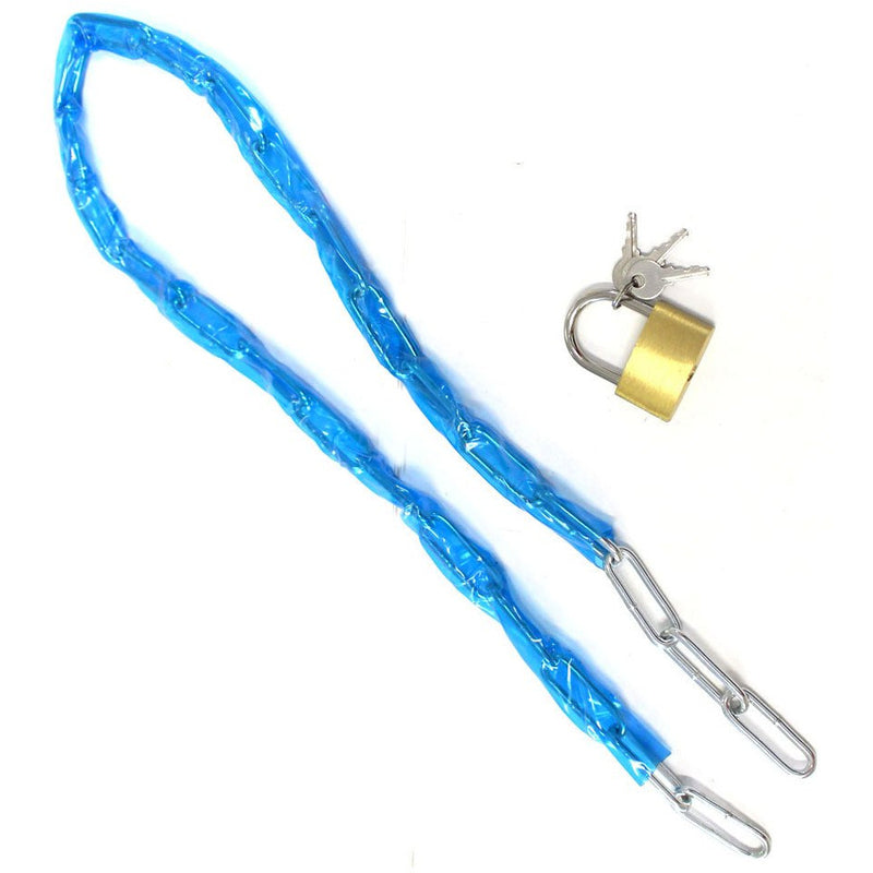 PVC Plastic Covered 36 Inch Chain With Brass Padlock - LOCK-97801 - ToolUSA