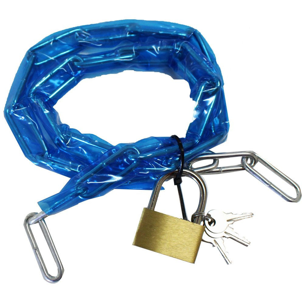 PVC Plastic Covered 36 Inch Chain With Brass Padlock - LOCK-97801 - ToolUSA
