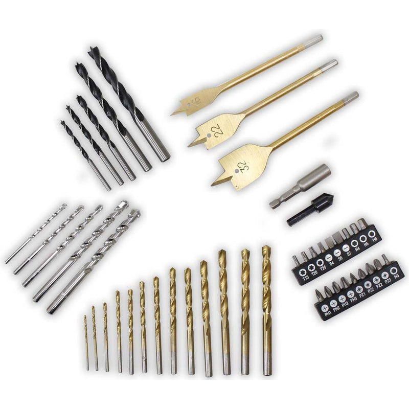 QUIX MACHINE TOOLS: 46 Piece Assorted Drill & Bits Set - TZ5005-46 - ToolUSA