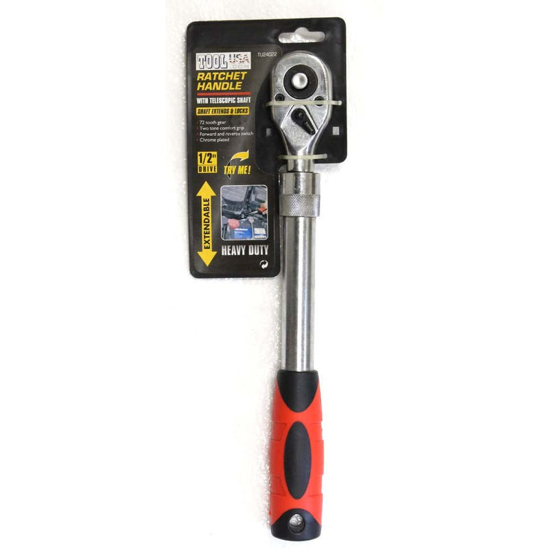 Ratchet Handle With Telescopic Shaft - 1/2 Inch Drive And 72 Teeth Oval Head - TU24022 - ToolUSA
