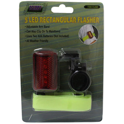Red Bicycle Tail Light with 5 Red LEDs, Clip, and Adjustable Strap (Pack of: 2) - FL-20250-Z02 - ToolUSA