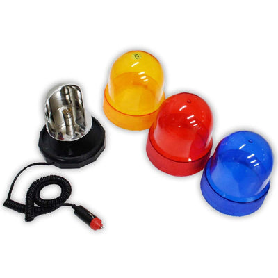 Revolving Warning Light For Auto With 12v Power Source, And 3 Color Caps, With Magnetic Base - TA-01850 - ToolUSA