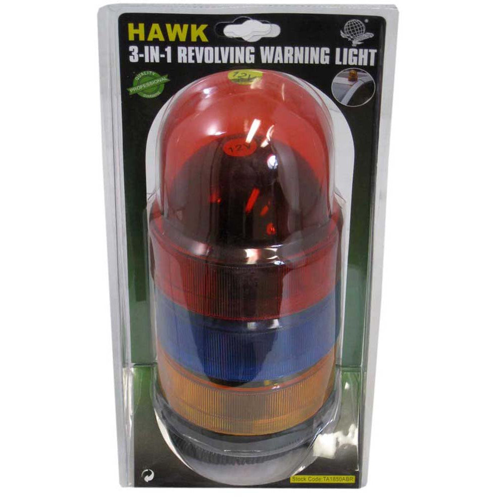 Revolving Warning Light For Auto With 12v Power Source, And 3 Color Caps, With Magnetic Base - TA-01850 - ToolUSA