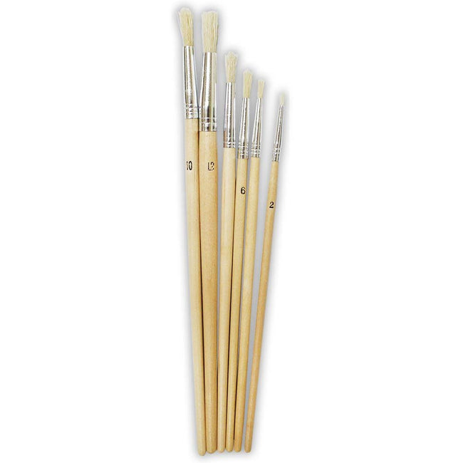 ROUND WHITE BRISTLE ARTIST BRUSHES 6-PIECE SET - TZ63-00640 - ToolUSA