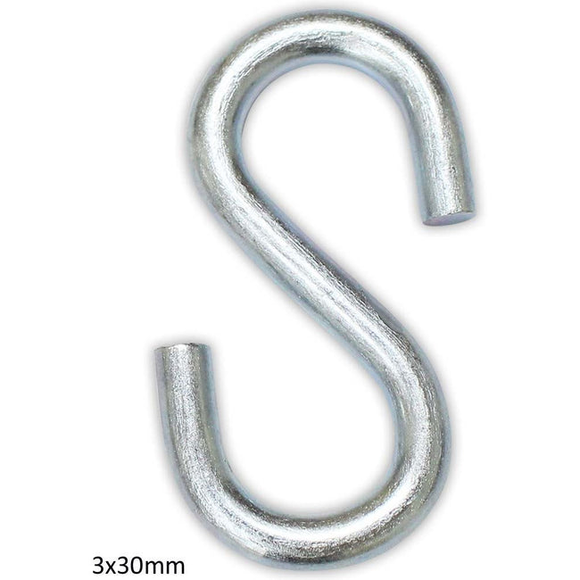 "S" Hook - 3 x 30mm (Pack of: 20) - TR-25330-Z025 - ToolUSA