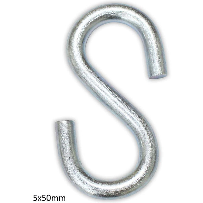 "S" Hook - 5 x 50mm : (Pack of 25 Pcs. (Pack of: 25) - TR-25550-Z025 - ToolUSA
