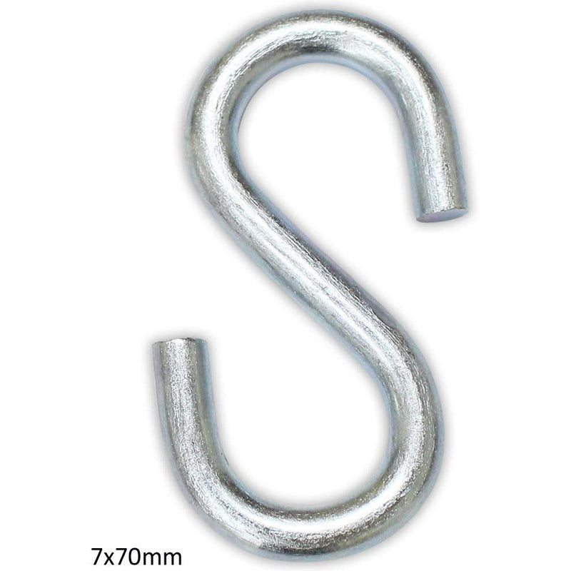 "S" Hook - 7 x 70mm (Pack of: 10) - TR-25770-Z025 - ToolUSA