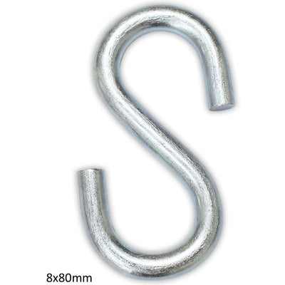 S Hook - 8 x 80mm (Pack of: 25) - TR-25880-Z025 - ToolUSA