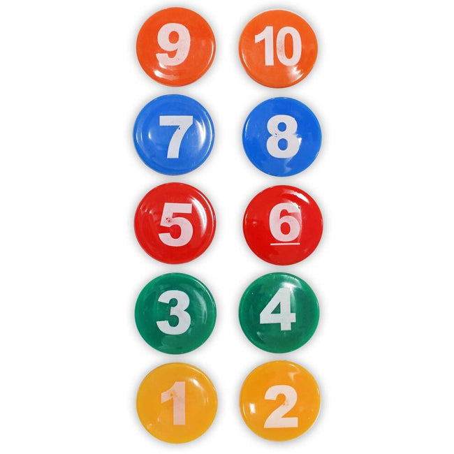 Set Of 10 Coloful Magnets With Numbers 1 - 10 Painted On Them - MC6063-10-YX - ToolUSA