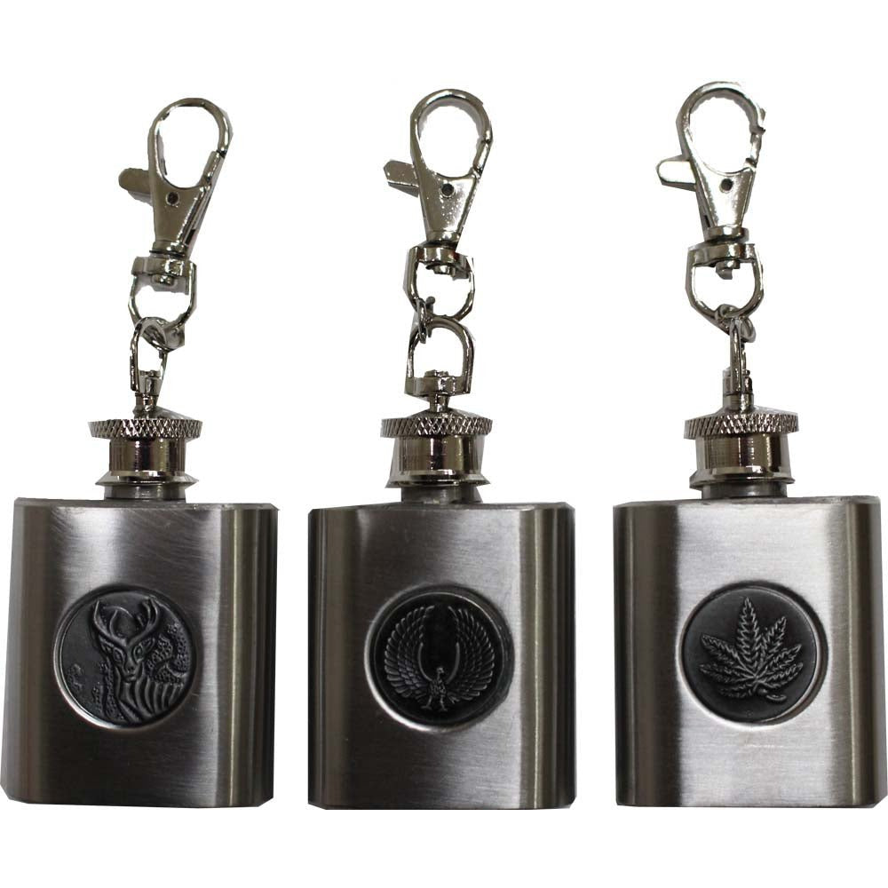Set of 12 Mini Flasks With Key Rings In A Counter Top Display-Each is 1 Ounce - UK650-12 - ToolUSA