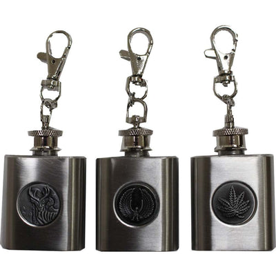 Set of 12 Mini Flasks With Key Rings In A Counter Top Display-Each is 1 Ounce - UK650-12 - ToolUSA