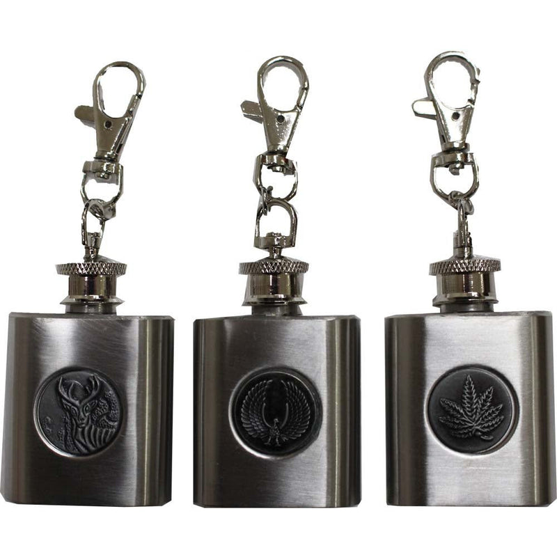 Set of 12 Mini Flasks With Key Rings In A Counter Top Display-Each is 1 Ounce - UK650-12 - ToolUSA