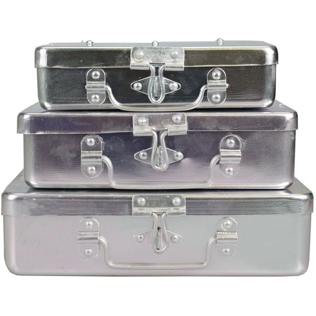 Set Of 3 Aluminum Storage Boxes With Hinged Lids (Pack of: 1) - U-93789 - ToolUSA