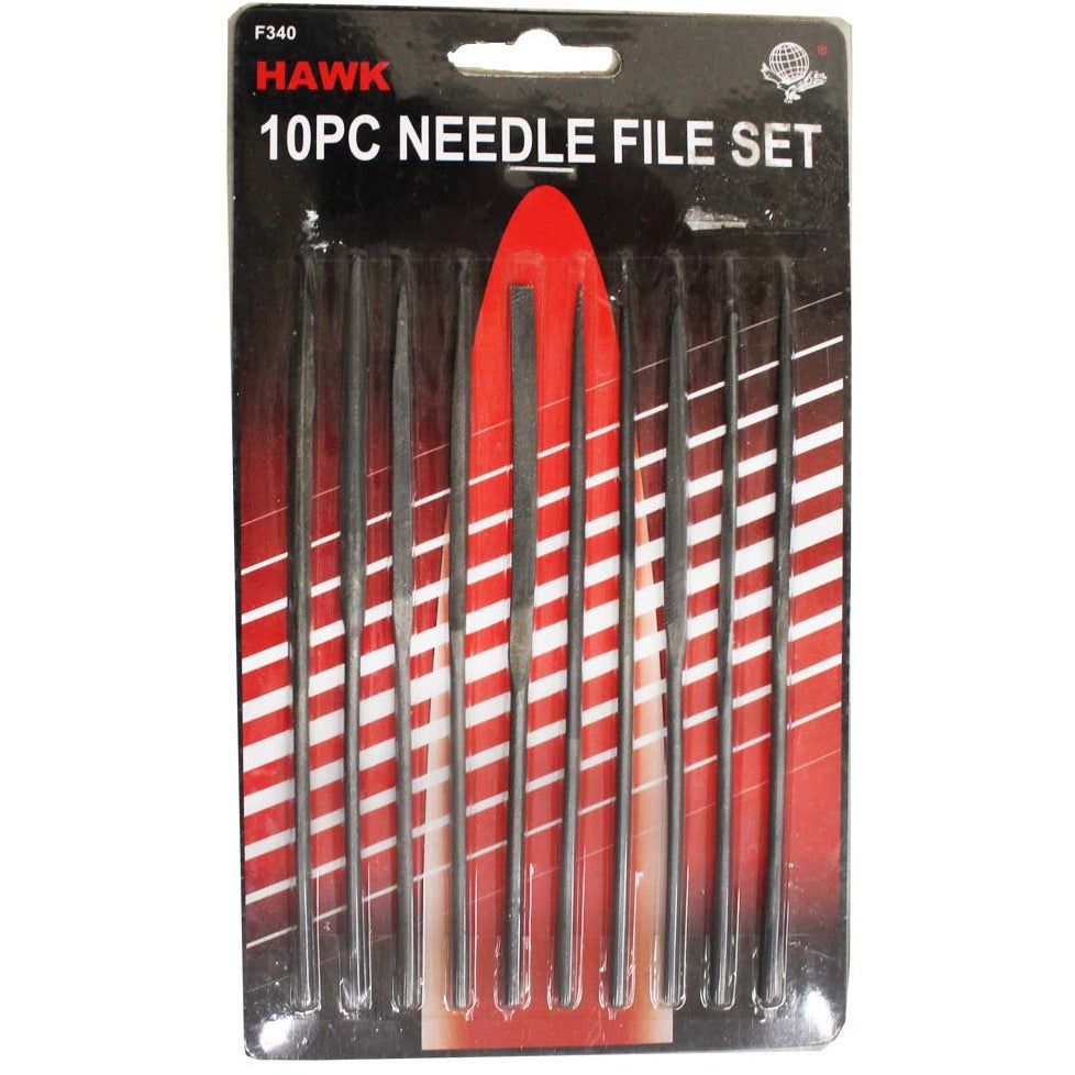 Small 10 Piece Set Of Needle Files With Plain Handles - F-00340 - ToolUSA