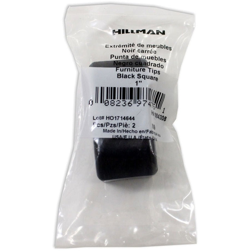 Square Plastic Cap For Metal Legs 1 x 1 Inches (Pack of: 2) - HI-884308 - ToolUSA