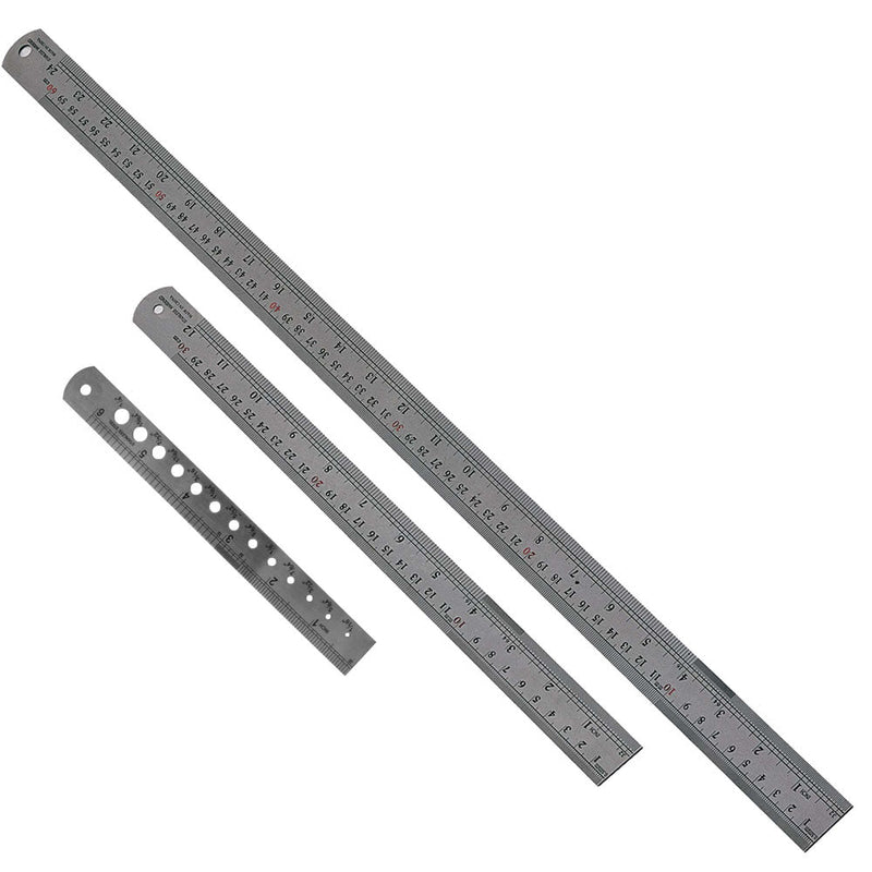 Stainless Steel Ruler Trio - 6", 12" & 24"- SAE & Metric - KIT-TM101220 - ToolUSA