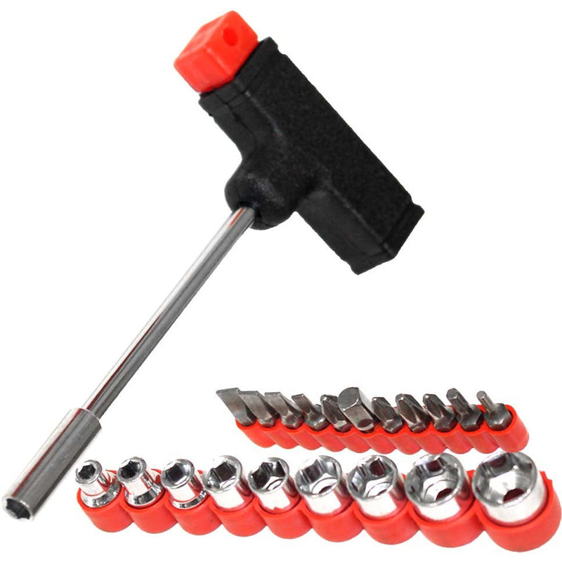"T" Shaped Handle Socket Set with 11 Bits and 9 Sockets - PS-02620 - ToolUSA